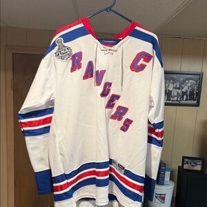 Reebok White and Blue Rangers Jersey